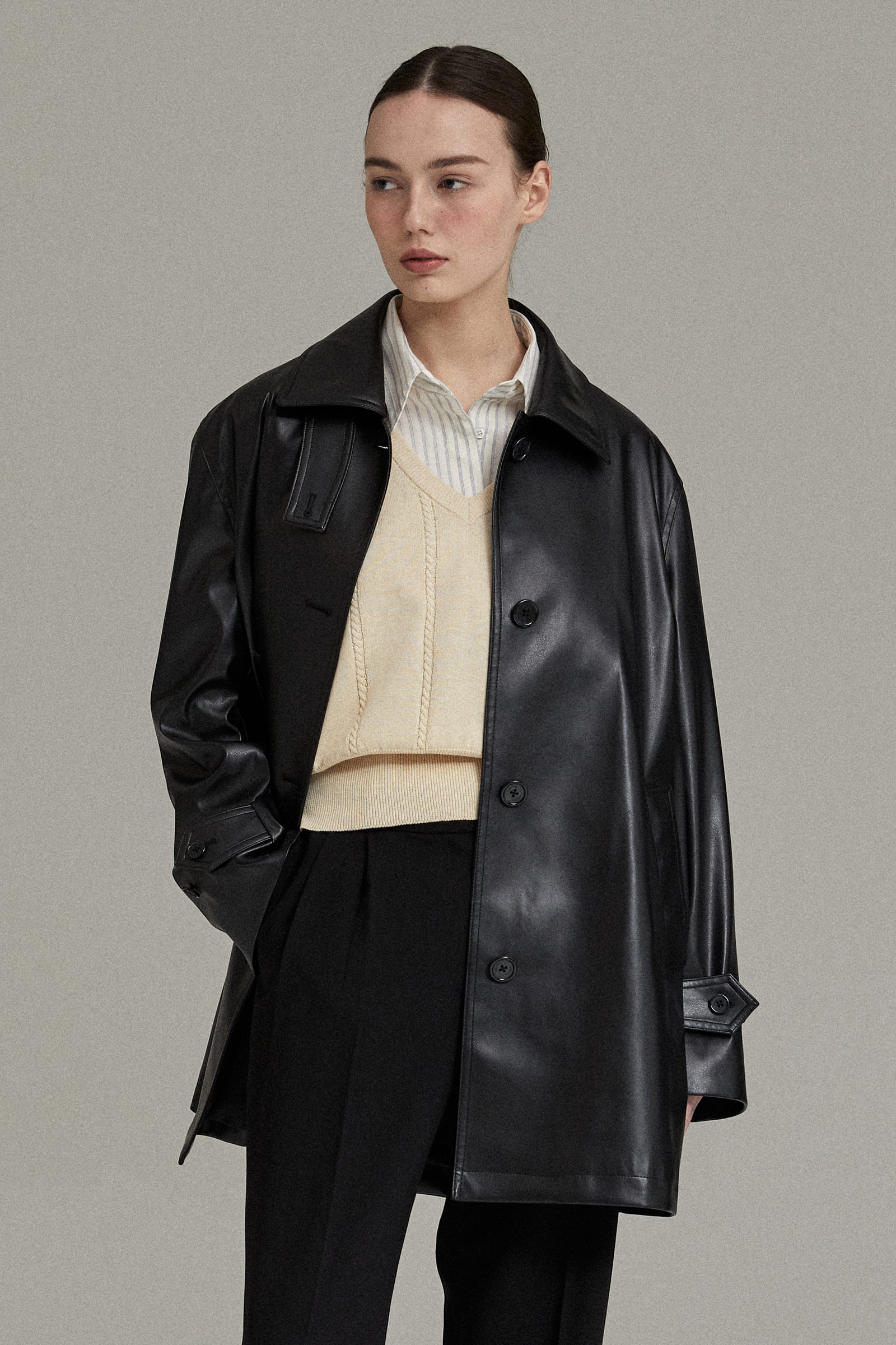 [3rd] Leather Half Coat